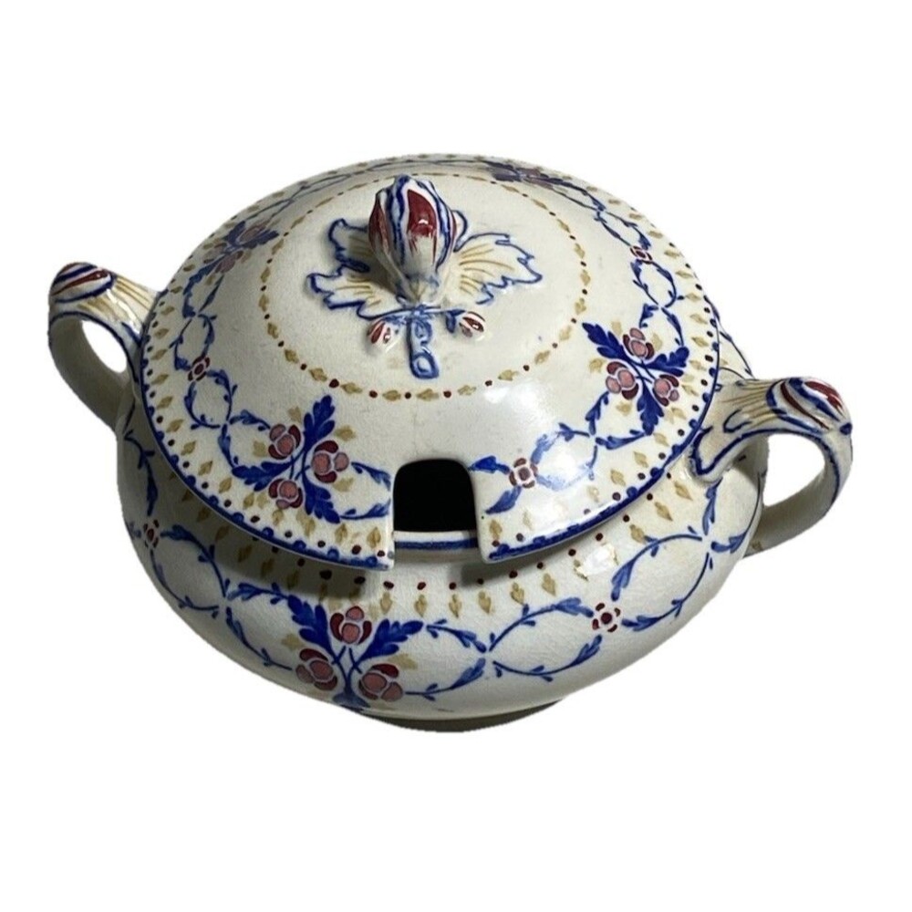 Antique Burleigh Ware NANT Floral Sugar Bowl & Lid RD 669162 England c.1919